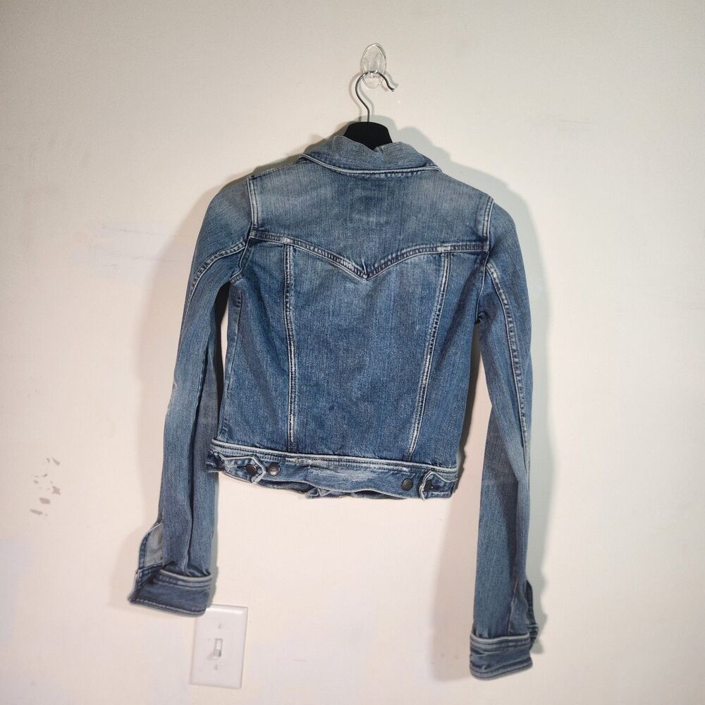 Abercrombie & Fitch Jean Jacket Small Woman Blue Denim Distressed Small - Picture 6 of 12